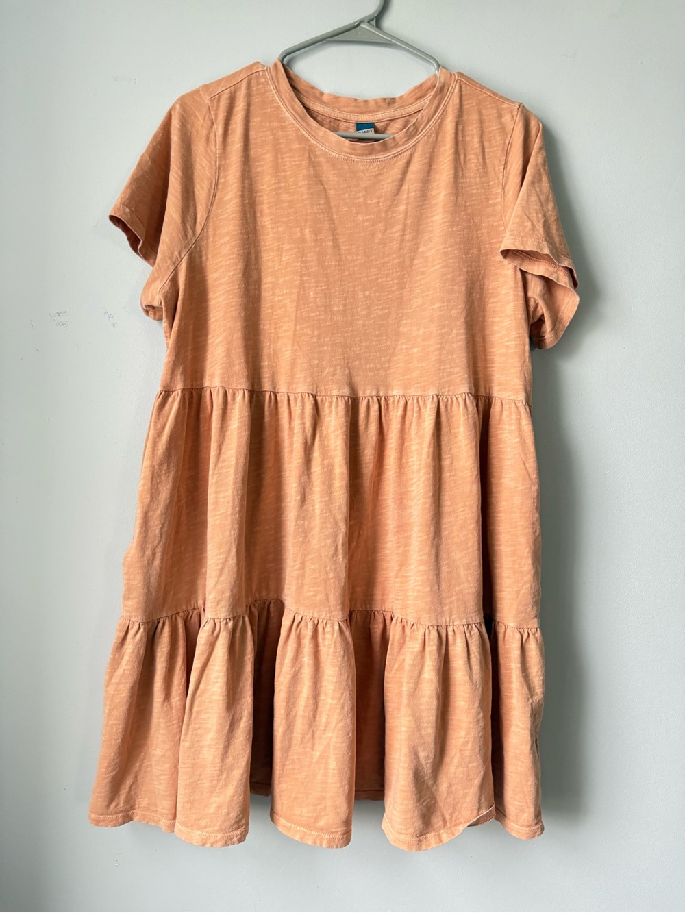 Old Navy Babydoll Dress Cottagecore Ruffles Cotton Peach Orange Boho Size L - Picture 2 of 8